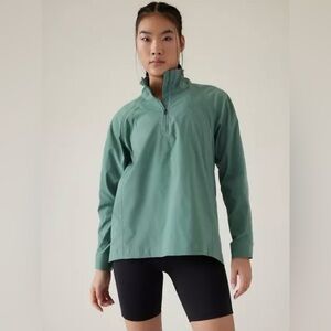 NWOT ATHLETA Advantage Poplin Top, Deep Ocean Teal, Size Large